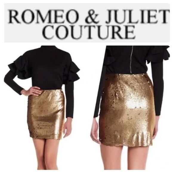 ‎Romeo & Juliet Couture Gold Sequin Skirt - M - Picture 2 of 12